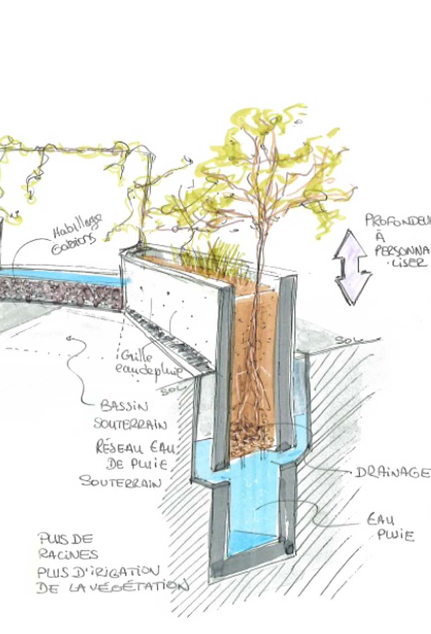 solutions mur sur mesure végétalisé avec récupérateur d'eau de pluie